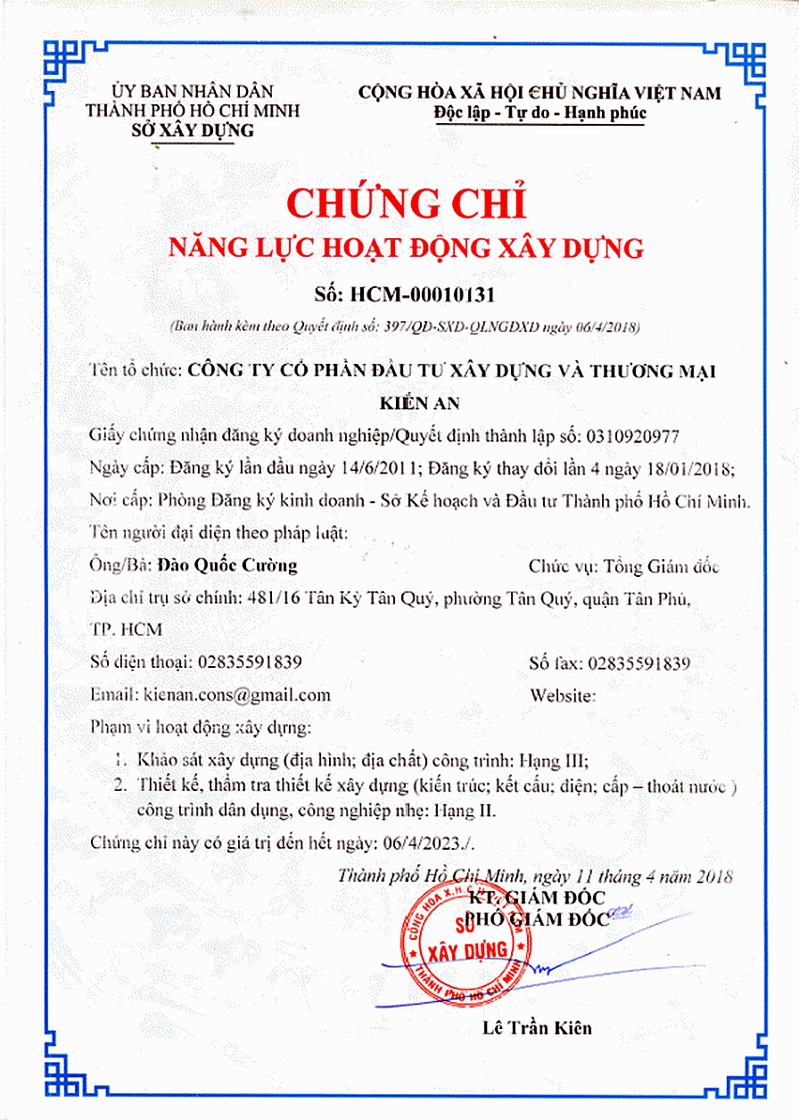 Chứng chỉ năng lực hoạt động xây dựng Hạng II và Hạng III